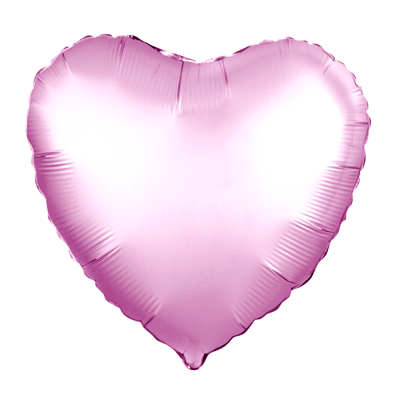Фольгированное Сердце, Розовый, Сатин (46 см)